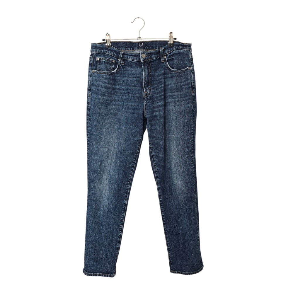 GAP Girlfriend Jeans Women 10/30 Blue Mid Rise‎ Stretch Tapered Leg